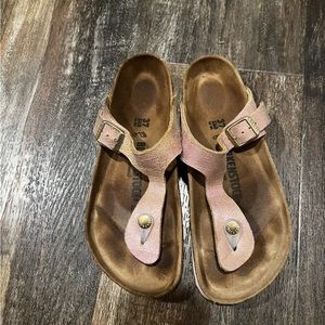 Birkenstock Gizeh BS Washed Metallic Pink T-Strap Sandal EUR 37 Women’s Size 6.5